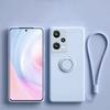 Liquid Silicone Phone Case For Xiaomi Redmi Note 15 14 Pro Plus + 13 Pro 12  5G 4G Metal Ring Holder Cover With Strap Etui Coque