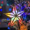 2023 Christmas Tree Top Star Led Glows Pentagram Gold Transparent Atmosphere Christmas Colored Lights With Battery Box Xmas Tree