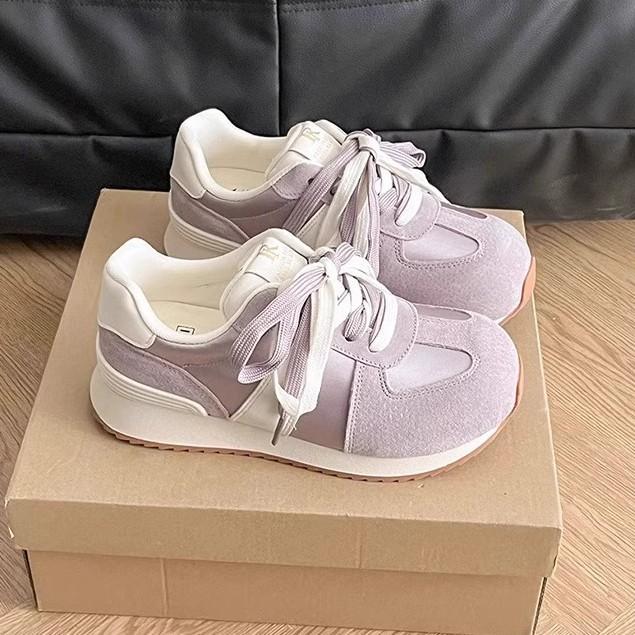 2025 Neu Frühling und Herbst Deutsch Training Sport Laufen Lässig Vielseitig Damen Dicksohlig Leicht Rundkopf Daddy Nicht glänzend Forrest