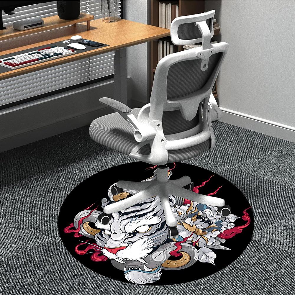 

1PC Tiger Snake Design Office Round Rug, Non slip, Soft and Durable Office Rug for Interior Decoration, Perfect for Office 80cm