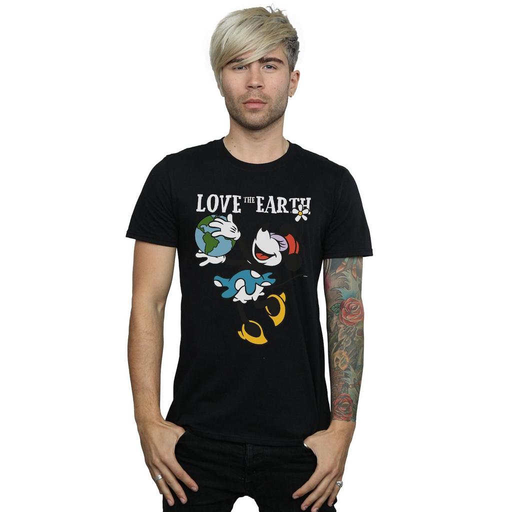 Disney Mens Mickey Mouse Love The Earth T-Shirt