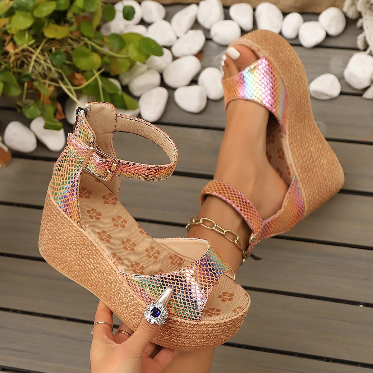 

Женские босоножки на танкетке, новая модная платформа, босоножки женские с пряжкой на одном ремешке 39 оранжевый