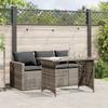 VidaXL Garden Dining Set and Cushions 2 Pcs Grey Rattan, Outdoor Dining Set, Dining Furniture 366331