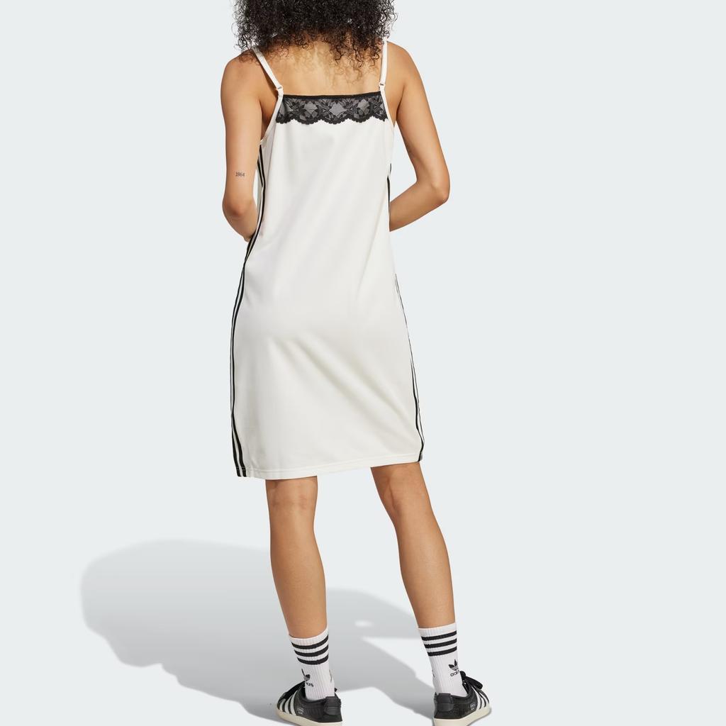 Adidas Originale SS25 Mode Buchstaben Markenlogo Spitze Camisole Kleid Damen Kleider Weiß JZ6770