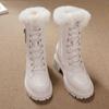 Autumn And Winter Versatile Belt Buckle Round Head Thick Heel Anti Slip Thickened Large Plush Women'S  Boots