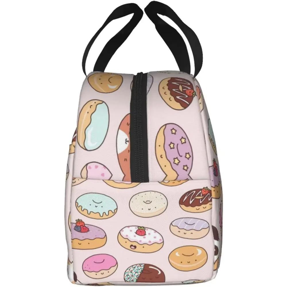 Dezertní koblihová svačinová taška Barevná koblihová chladicí taška Opakovaně použitelná svačinová taška s přední kapsou pro ženy do práce a do školy