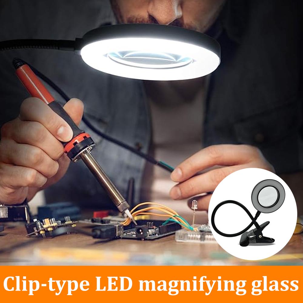 5X LEDs Clip On Desk Lamp 360 Flexible Gooseneck Reading Table Light Eye-Caring USB Nail Beauty Light Adjustable 3 Level
