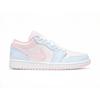 Jordan Air Jordan 1 Cloud Blue Leather Cushioning Abrasion Resistant Low Top Basketball Shoes Women's Blue Pink 553560-614(Team858-)