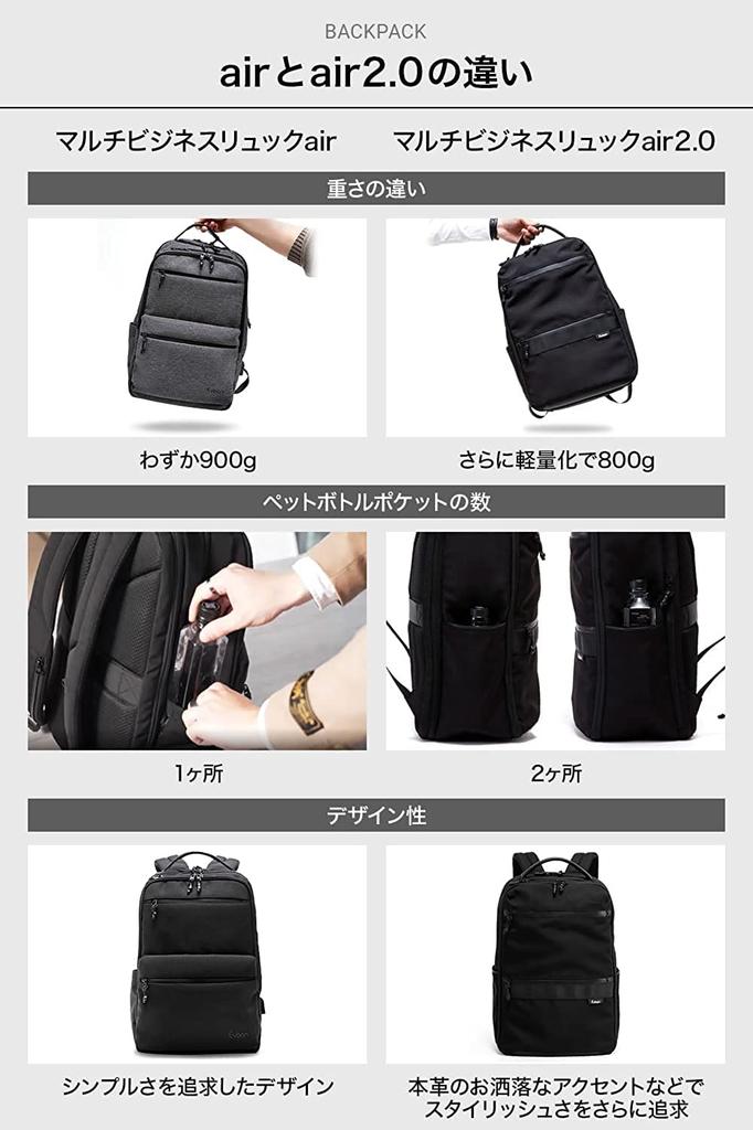 [Evoon] Multi Business Backpack Air2.0 Business Backpack for Men and Women 800g Lightweight Water Repellent Rucksack Backpack Popular 15.6 Inch (Gray)