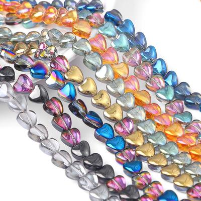 20 piezas/Bolsa 8x8mm Colores Brillantes Especiales Abalorio Forma de Corazón Cuentas de Cristal para Fabricación de Joyería DIY