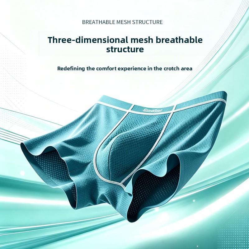 Men's Fall Fashion New Comfortable Mesh Breathable Mid Waist Flat Angle Briefs