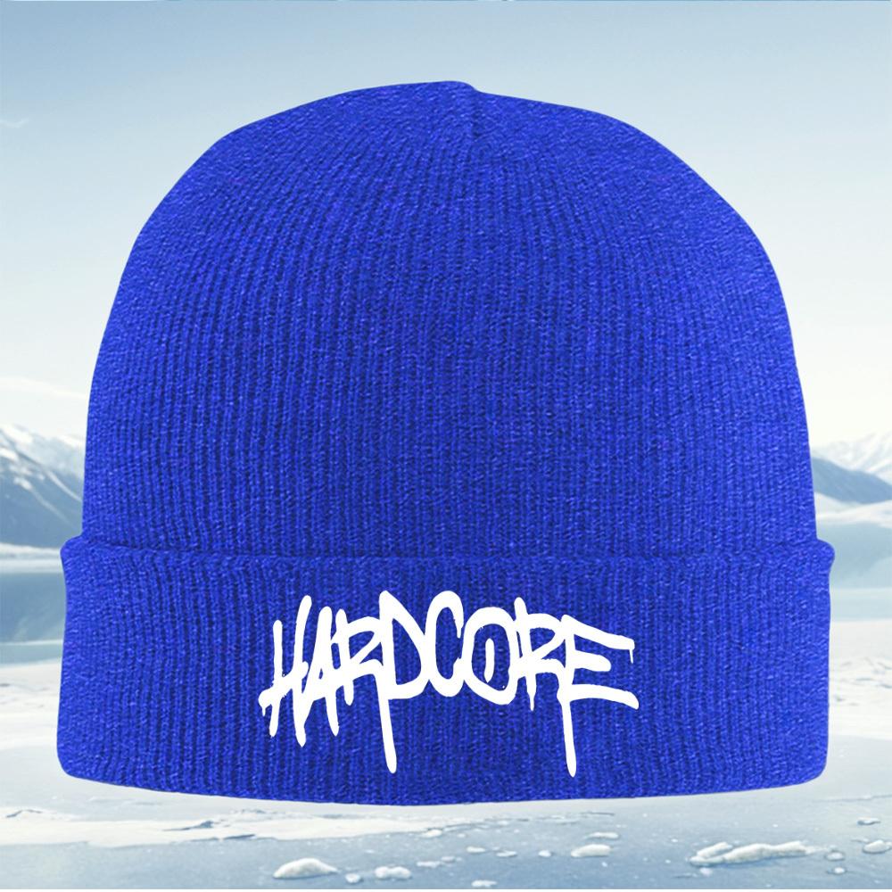 Hardcore Graffiti Style White Text Men Women Unisex Knitted Hat Beanie Pullover Cap Winter Thermal Warm Christmas Outdoor Cyclin