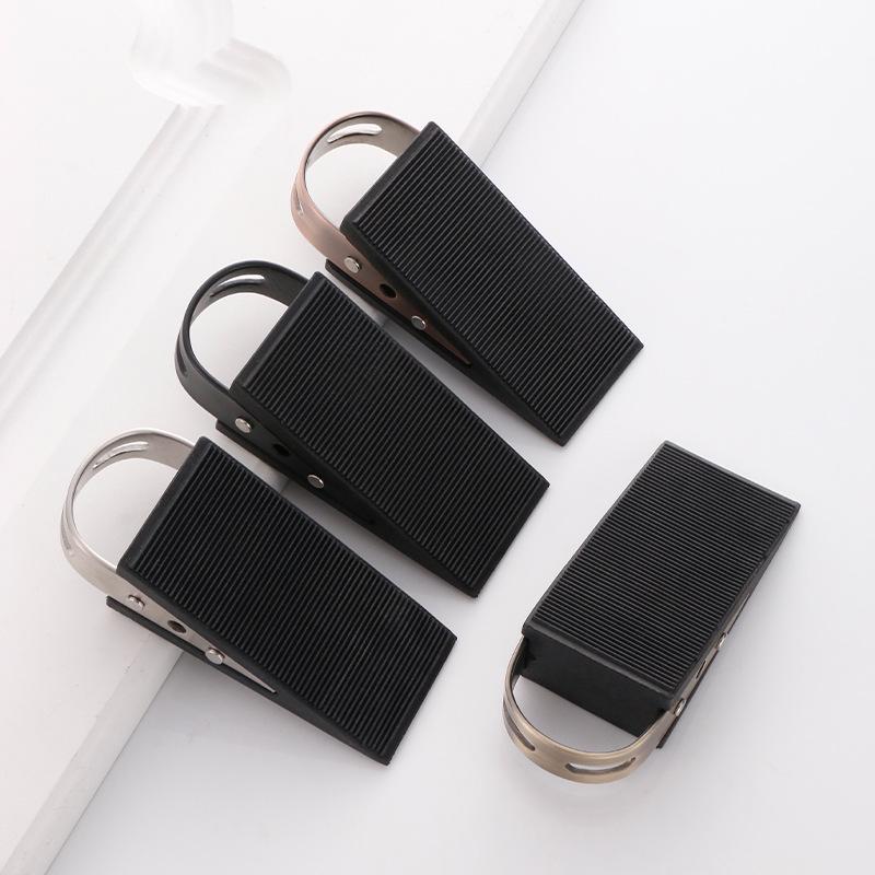 Windproof Stainless Steel Door Stopper: No-Drill Rubber Safety Blocker for Sliding Glass Doors, Anti-Collision Limiter.