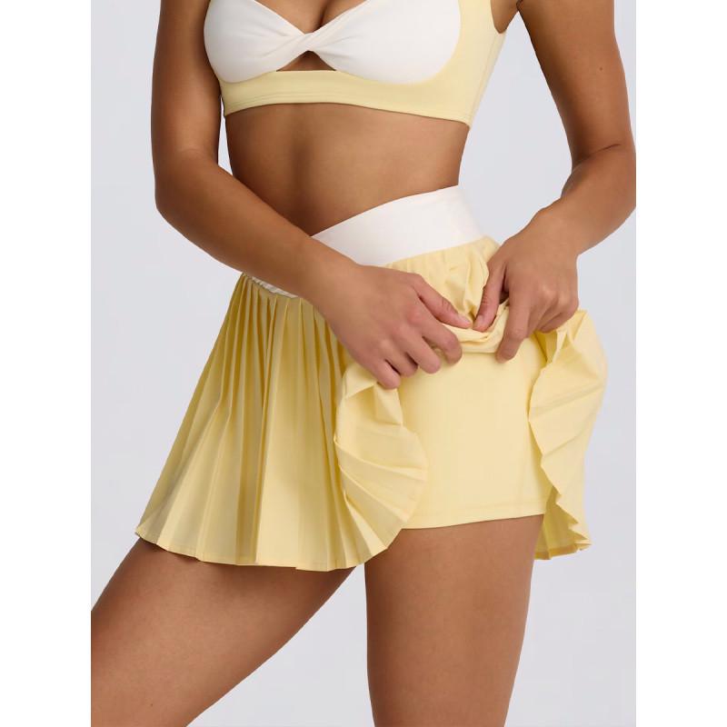 QYZJ High-Waisted Quick-Dry Pleated Skirt: Casual, Breathable, Anti-Exposure Running & Fitness Skort