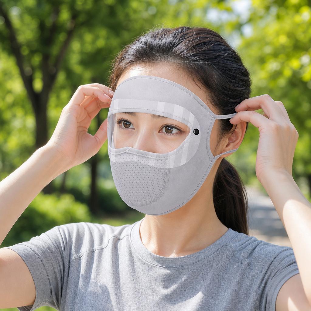Ice Silk Full Face UV Protections Mask With Goggles UPF50+ For Outdoor Activities