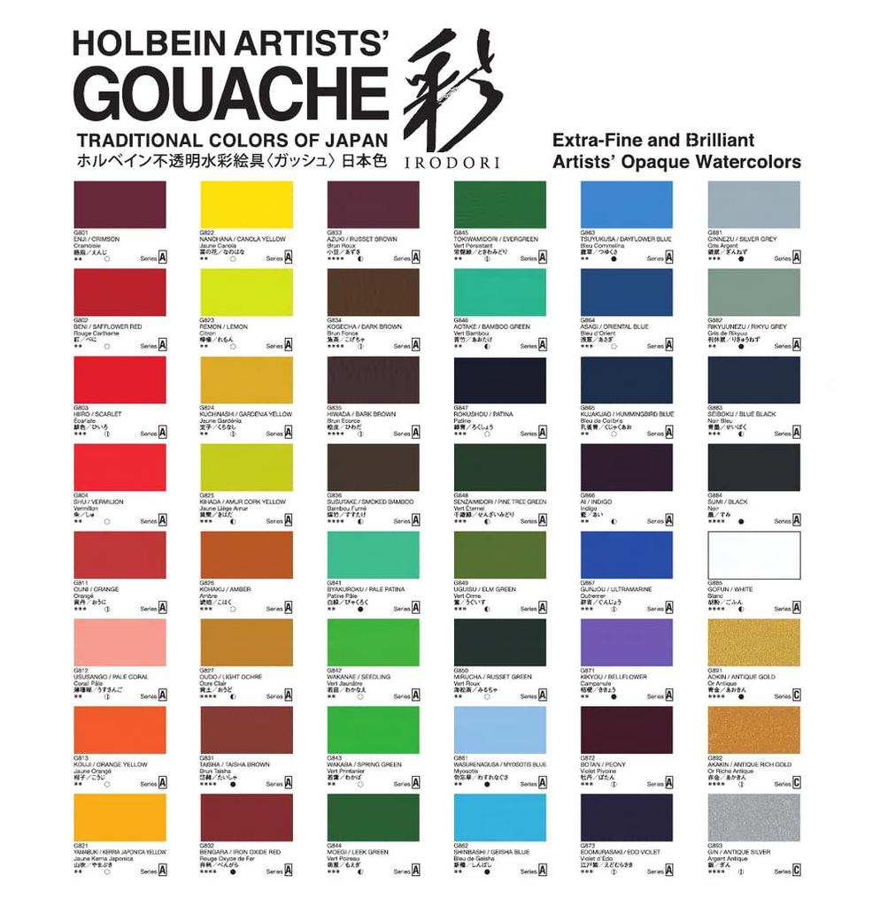 Holbein Opaque Watercolor Paints <Gouache> Japanese Colors "Sai" G752 15ml 12-Color Set Summer 03752