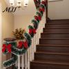 Red Bow Xmas Ornament Christmas Tinsel Garland with Bows, 78.7 Inch Metallic Twisted Hanging Durable Faux Plant for Fireplace, Mantel, Staircase,
