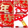 2026 Spring Festival New Year Felt Fu Character Banner and Pull Flower Decorations
