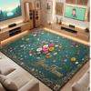Floral Garden Theme Crystal Velvet Floor Rug Personalized Custom Name Text Warm Carpet Home Decoration