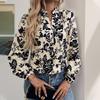 Women S Vintage Elegant Long Sleeve Printed Shirt For Autumn