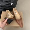 Fashion SUOJIALUN Spring New Brand Women Flat Shoes Fashion Pleated Ladies Elegant Boat Shoes Pointed Toe Shallow Slip On Single Shoes
