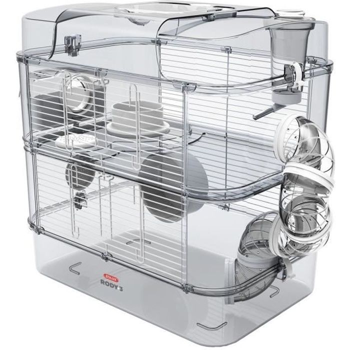 ZOLUX Cage On 2 Floors for Hamsters, Mice and Gerbils - Rody3 Duo - L 41 X D 27 X H 40.5 Cm - White