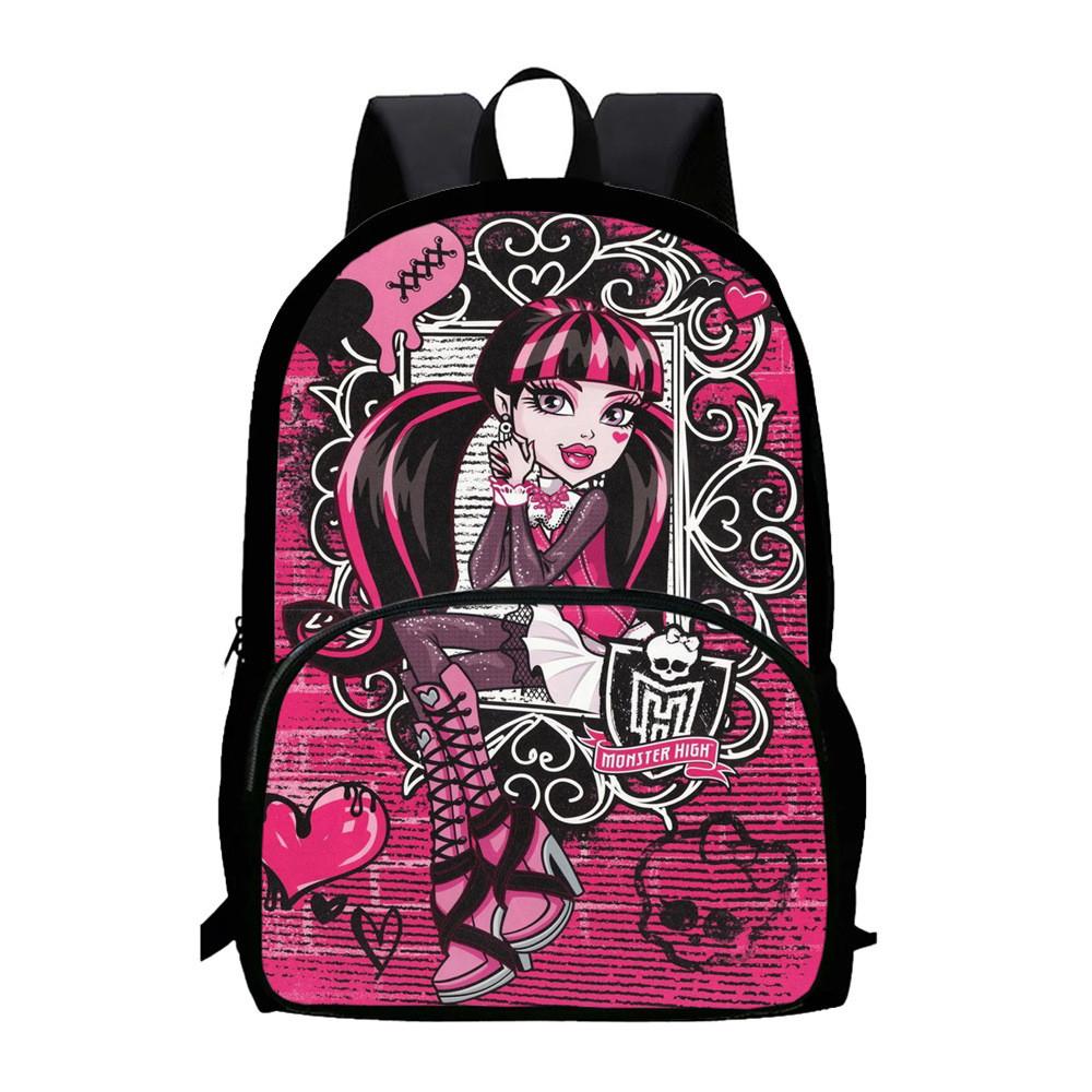 Capacity Children Large Backpack With Monster High Print Design For Daily School