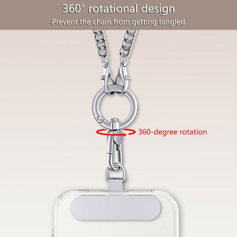 Metal Phone Lanyard Crossbody Chain With 360 Degree Rotating Clip And 120cm Adjustable Strap For Handsfree Carrying