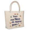 Tote Bag - PLANETEE - Insulated Beach Bag « Niece She's Awesome » - Natural Jute - Large Capacity - Printed In France