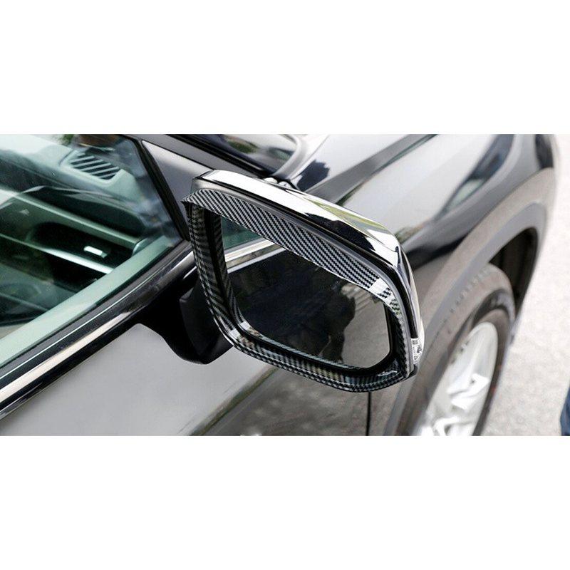 1 Pair Rearview Mirror Rain Eyebrow Cover Trim ABS Fit for Toyota Highlander     Black Carbon Fiber Style