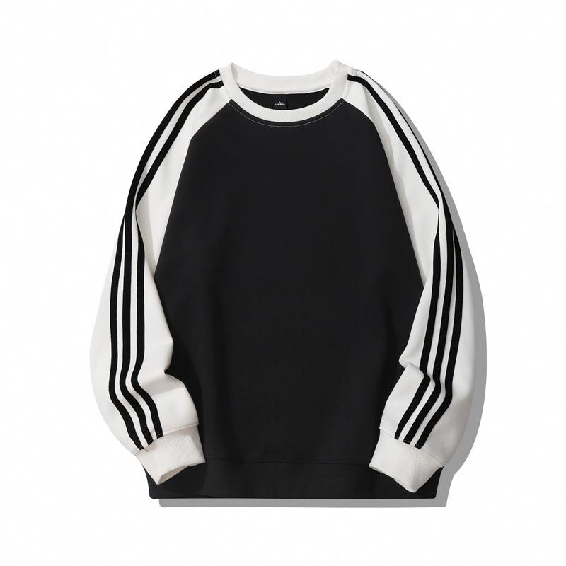 

Crew Neck Side Striped Sweater Men S Spring And Autumn Splicing Contrasting Color Design Sense Niche Trendy Brand Loose Pullover Jacket Men 3XL