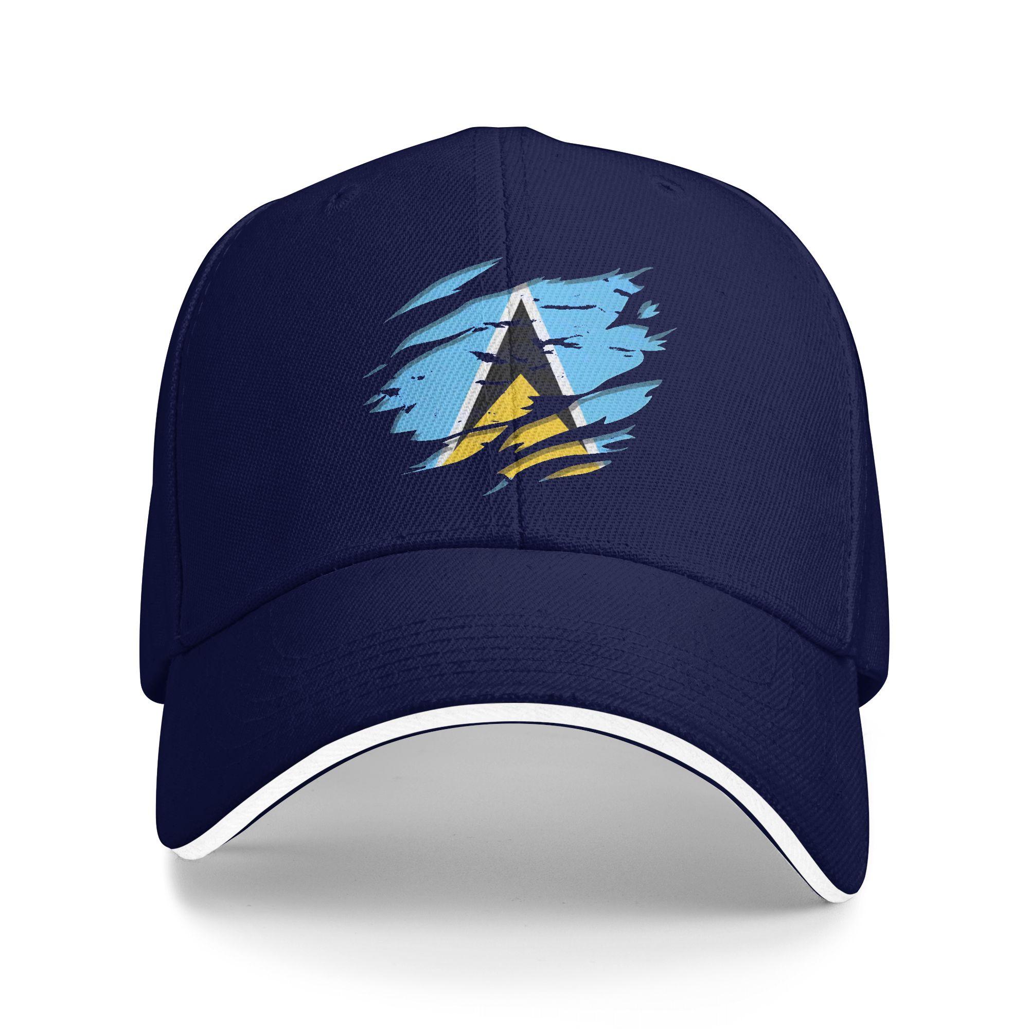 

Saint Lucia Flag Sun Baseball Cap Summer Casual Trucker Hat For Men Adult Outdoor Sport Baseball Caps One Size темно-синього кольору