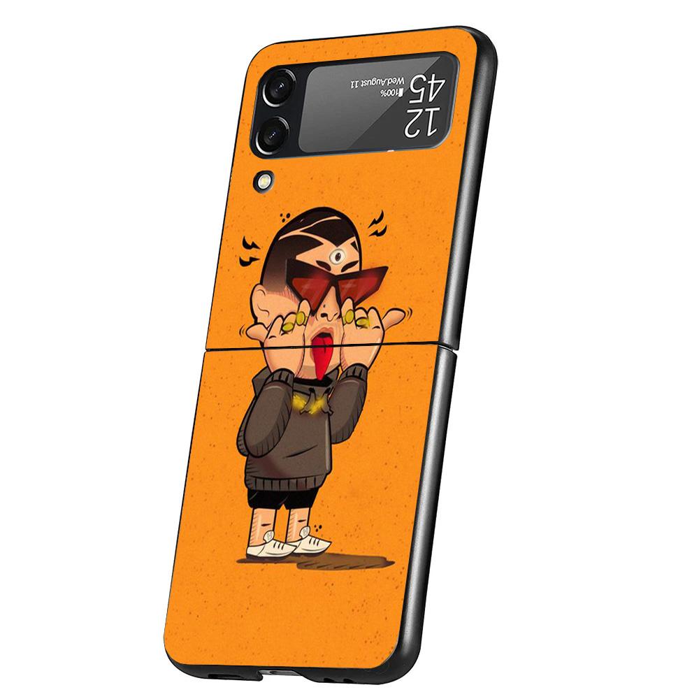 Bad Bunny Heart Case Phone Cover for Samsung Galaxy Z Flip 6 5 4 3 5G ZFlip6 ZFlip5 ZFlip4 ZFlip3 Black Hard Trend Fundas