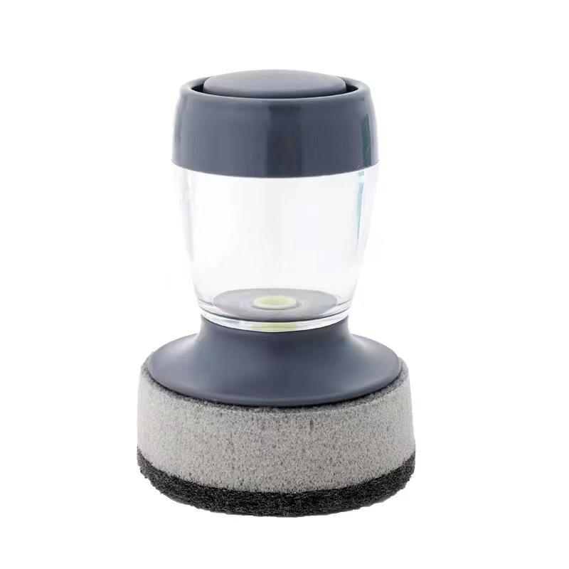 Automatic Liquid Dispensing Pot Washing Brush: Multifunctional Press-Type Kitchen Sponge Brush.