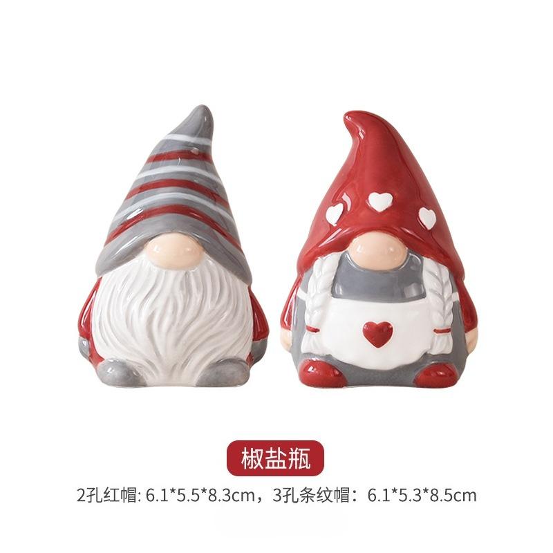 Nordic Santa Claus Ceramic Salt Pepper Shaker Sets Creative Christmas Gifts Seasoning Bottle Set Christmas Relief Decorations