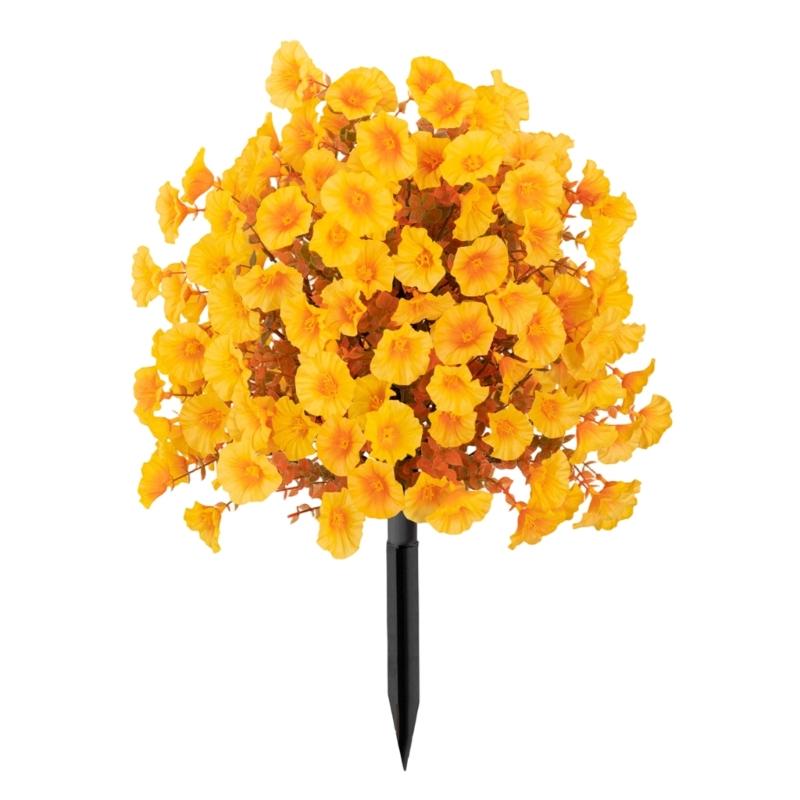 Artificial Plant Outdoor Artificial Morning Glory Flower Ground Stake Weather Resistant Plastic Flower For Garden Patio