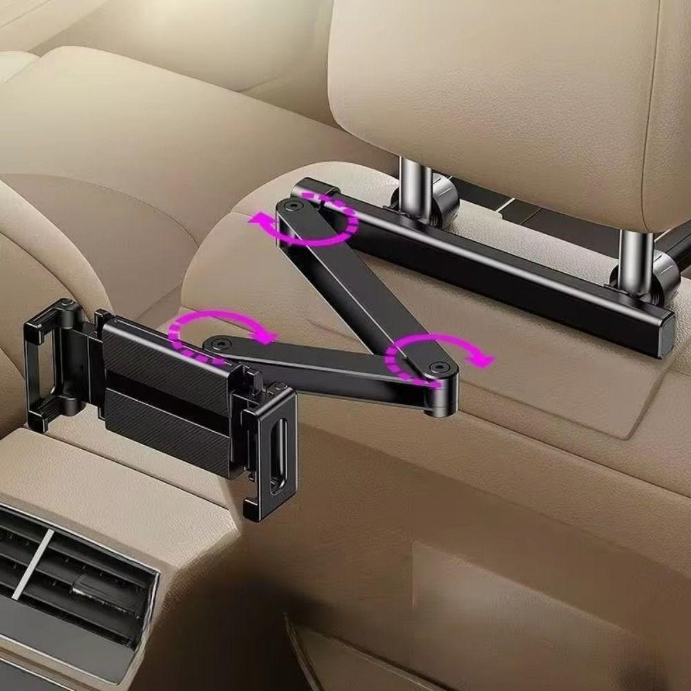 Rotating Stand Car Headrest Tablet Holder Adjustable Telescopic Tablet Bracket Kids Road Trip