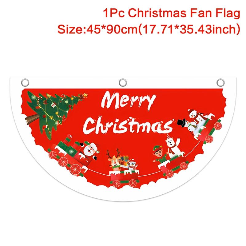 Christmas Outdoor Fan-shaped Flag Banner Christmas Decor for Home 2025 Cristmas Drop Ornament Xmas Navidad Gift New Year 2025