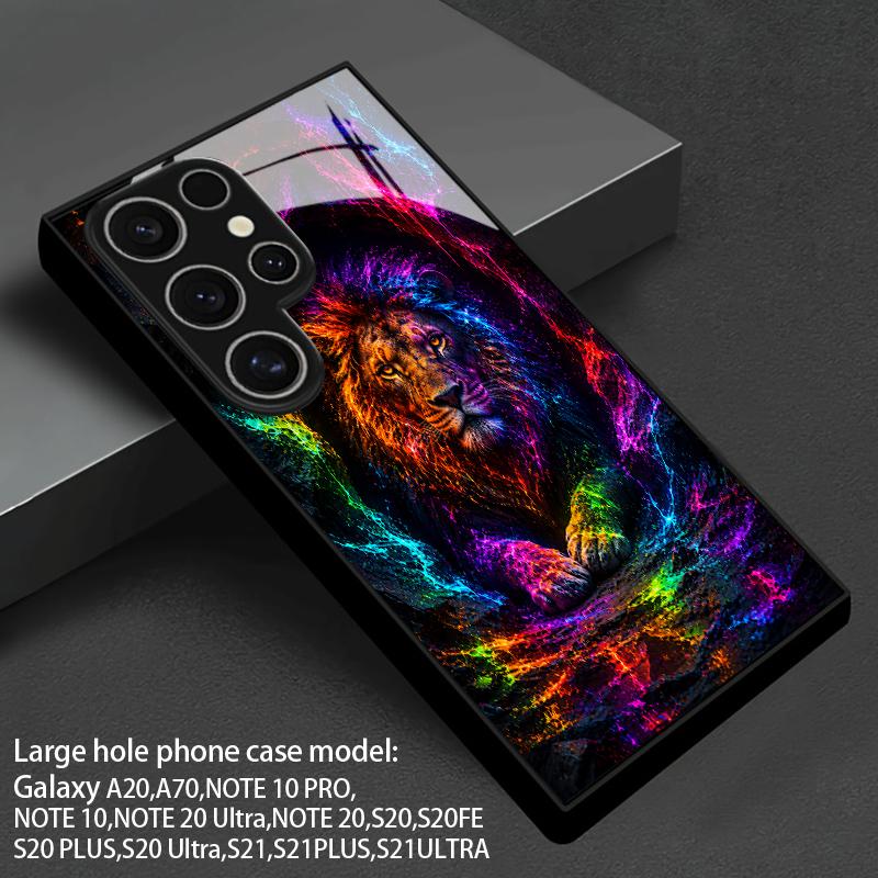Bunte Löwenkönig Muster 2D Handyhülle für Samsung S26 S25 S24 S23 S22 S21 S20 A56 A36 A16 - Glas Schutzhülle