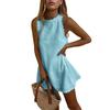 Fashion Women's Spring And Summer Solid Color Scalloped Trim Sleeveless Casual Dress