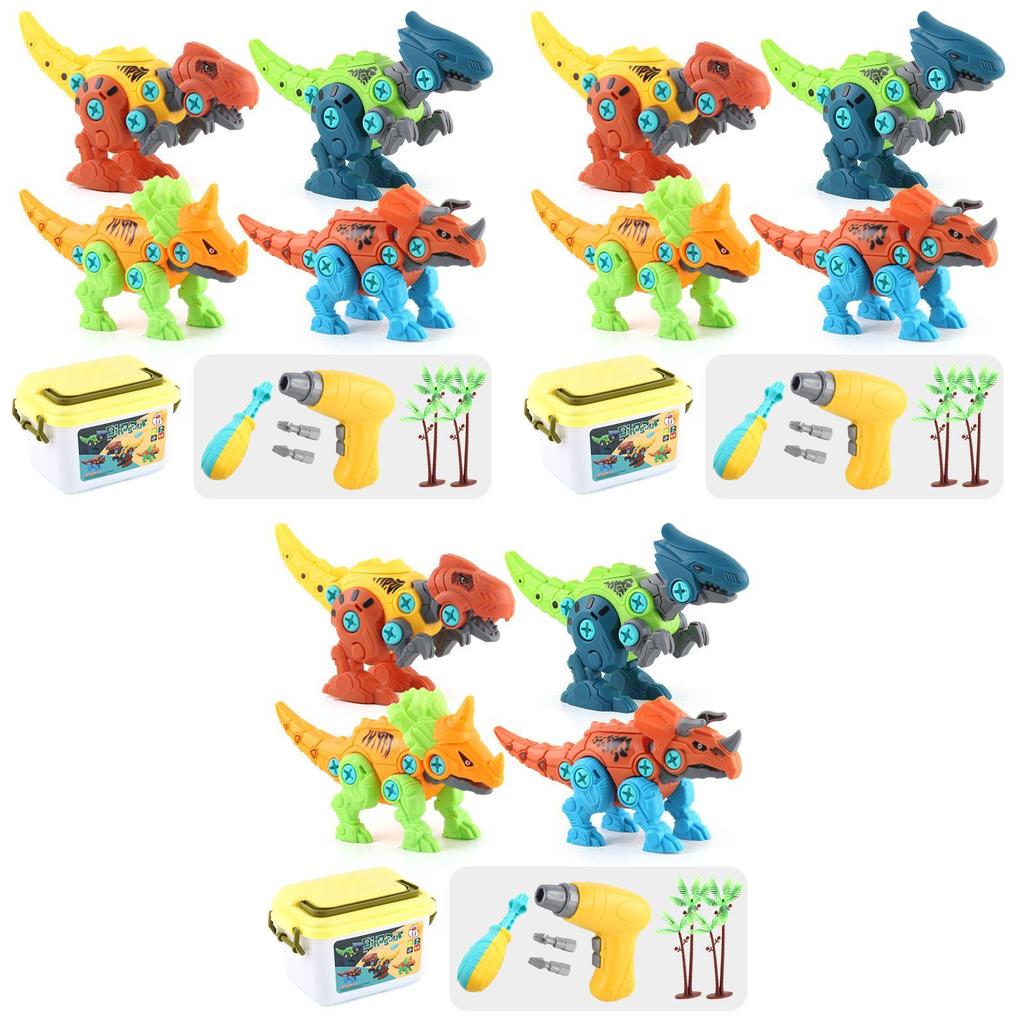 Brinquedos de Dinossauro Para Crianças Conjunto de Montar Desmontável Com Furadeira Elétrica e Caixa de Armazenamento