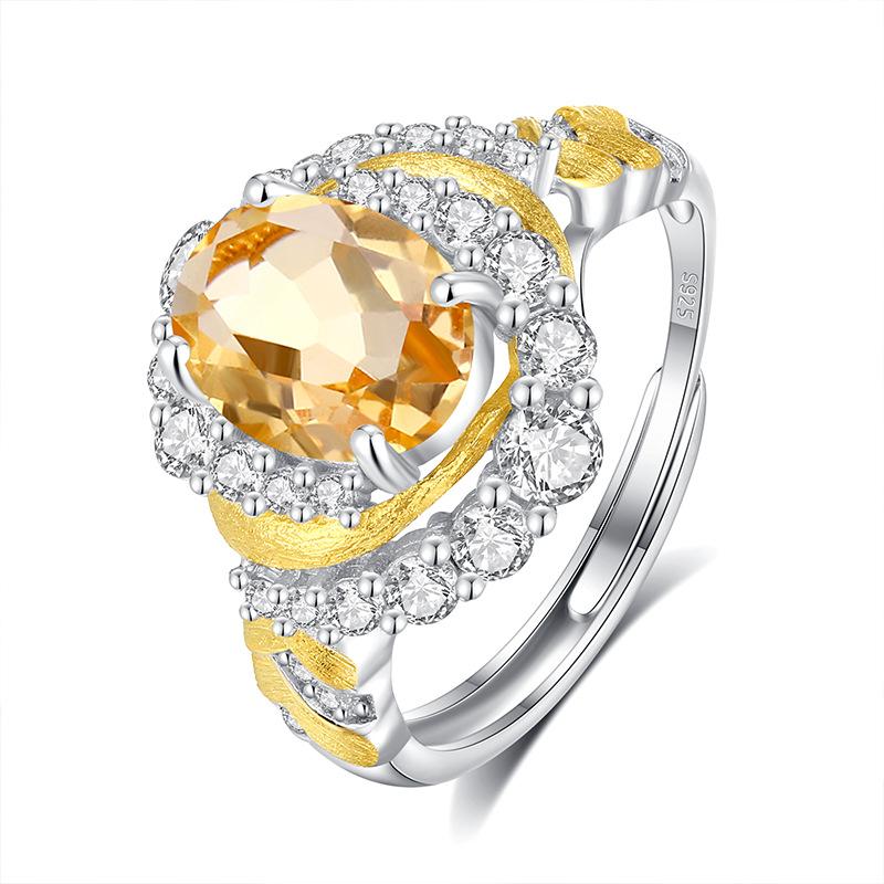 S925 Sterlingsilber Blattring für Damen Europäische Mode Natürlicher Peridot Kristall Schmuck Hoher Sinn Minimalistischer Finger Schmuck