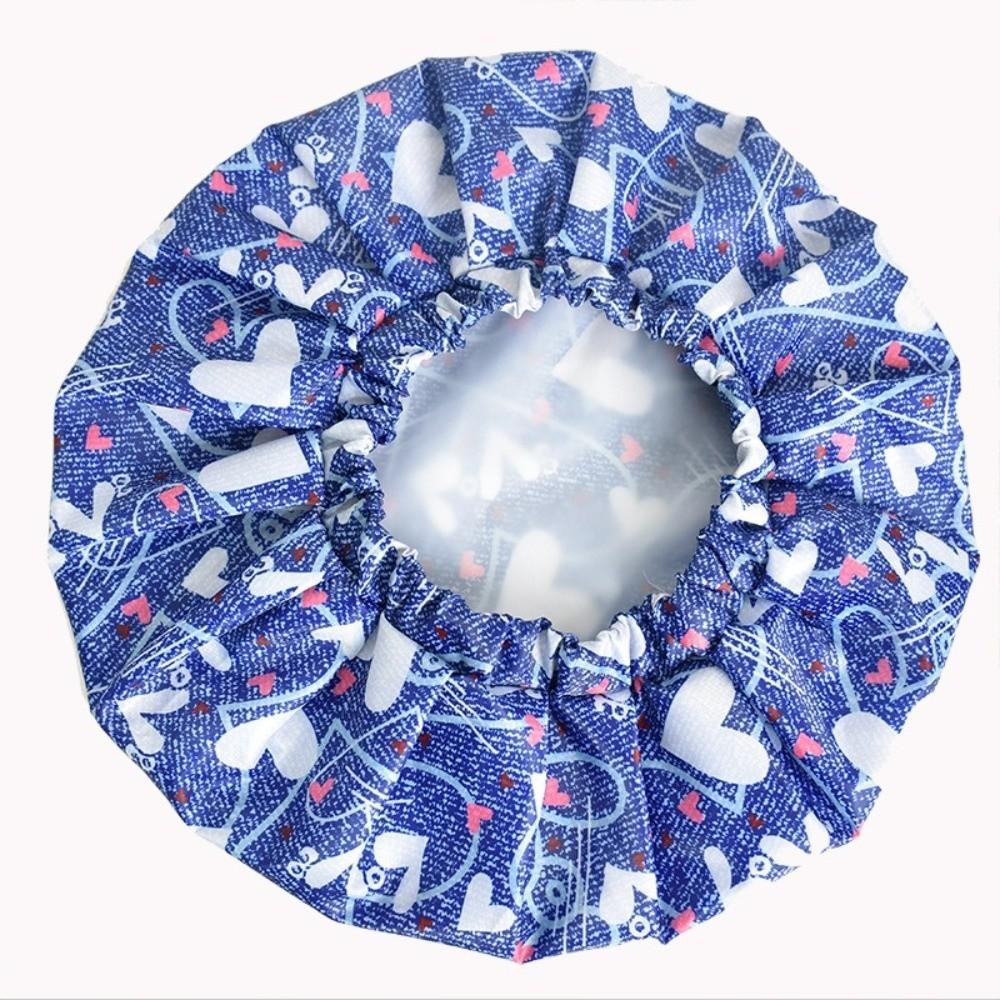 Waterproof Double Layer Bath Cap Anti-Fouling Shampoo Cap Print Hat Shower Cap  Swimming