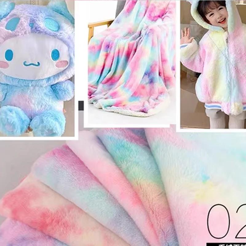 0,5/1/2 yardu Gradientová Tie Dye látka z umělé kožešiny Imitace králičího plyše pro šití zimních kabátů, šálů, DIY oblečení