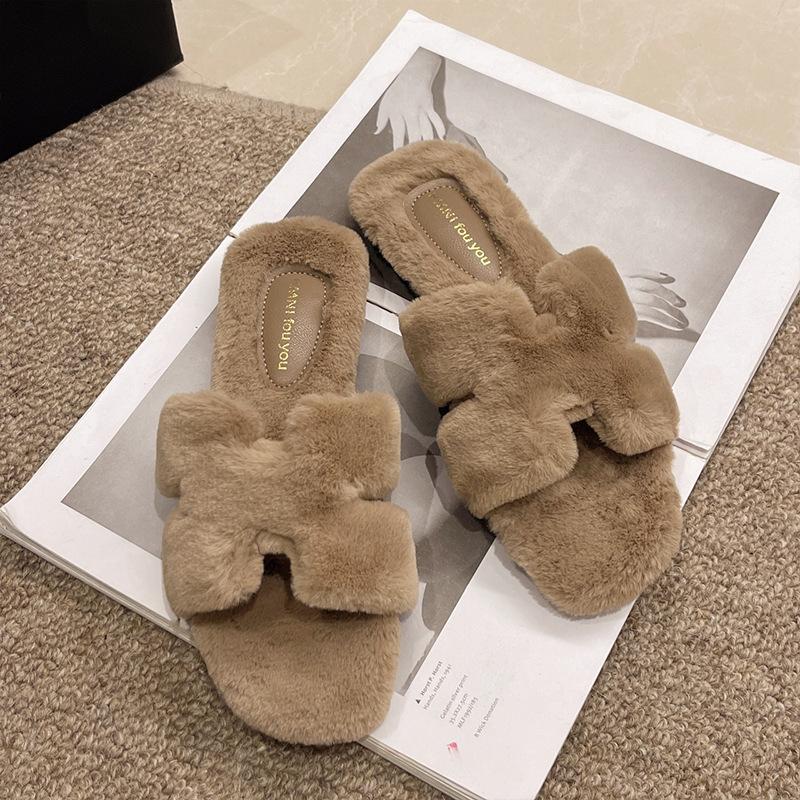 

[Youshilai] Мао Мао Тапочки Женские Осень 2025 Новинка Стиль Old Money Повседневные На плоской подошве Однословные Уличные тапочки 40 хаки