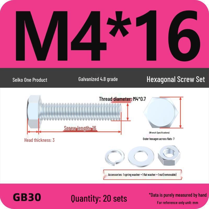 4.8 Grade Galvanized Hex Bolt and Nut Set M4-M30