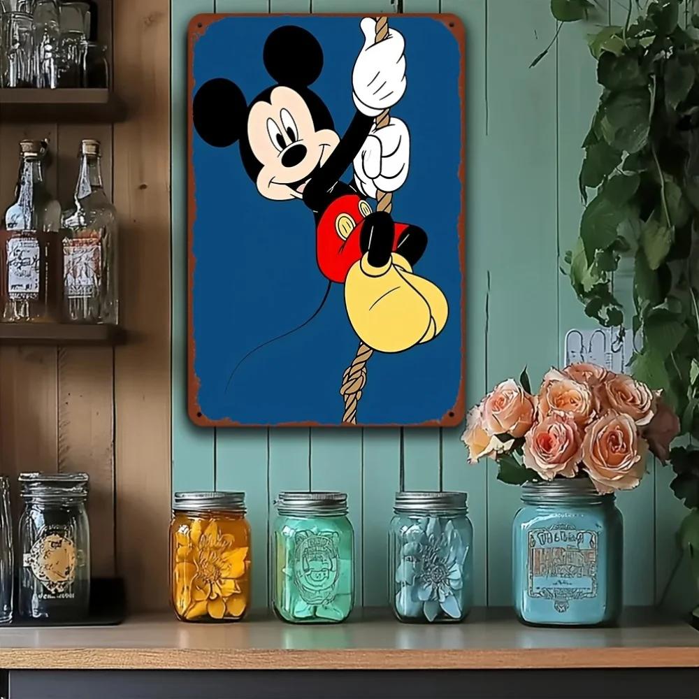 Miniso Mickey Colorful & Creative Bar Metal Sign, Retro Plaque, Sign, Alcohol Drinker, Pub, Club, Kitchen Wall Decoration