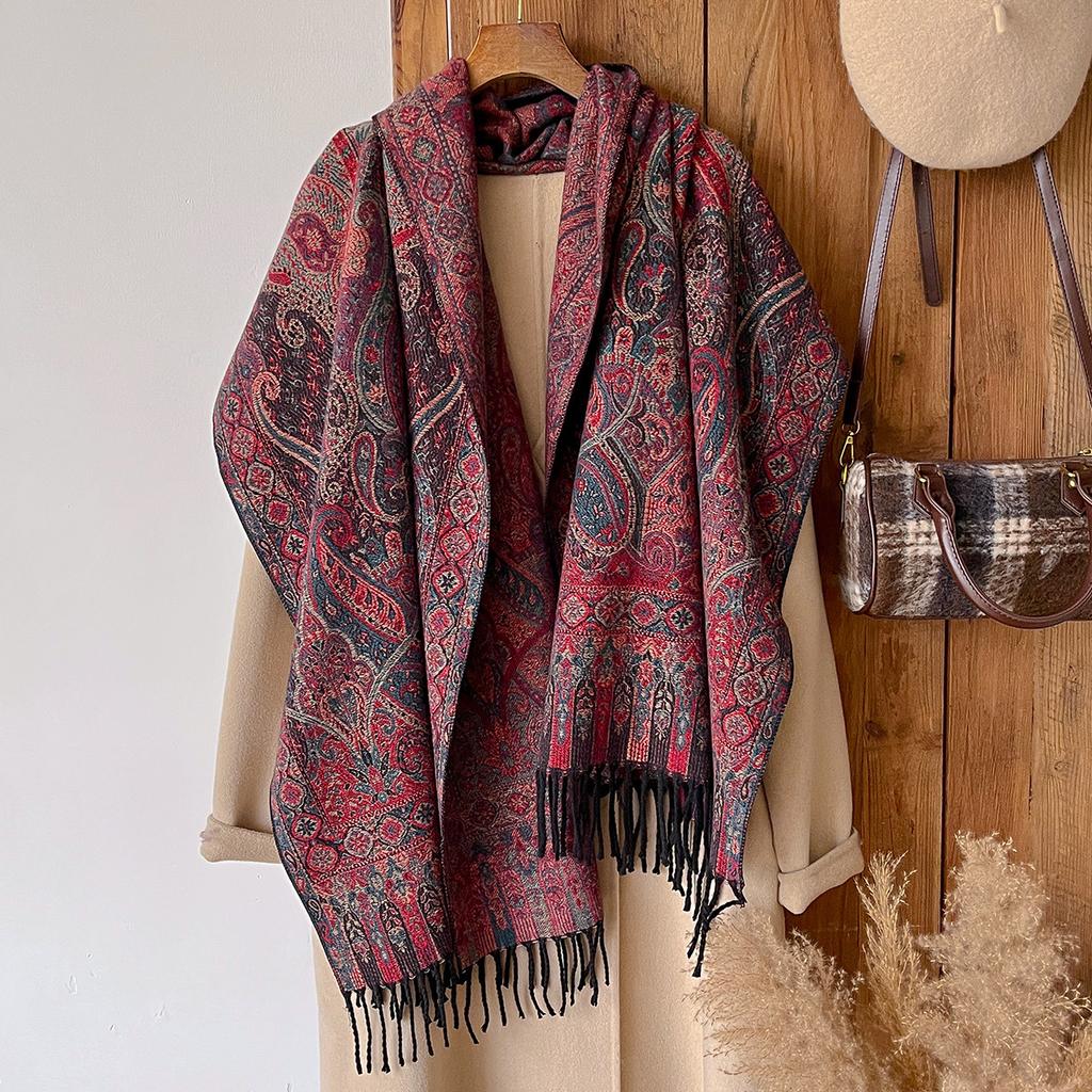 Popular Cashew Fringed Polyester Long Towel Versatile Fashion Senior Women Atmosphere Travel Scarf