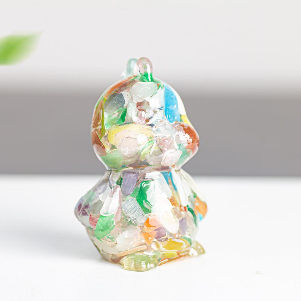 Zodiac Chicken Resin Craft Figurine With Crystal Filling For Home Decor And Gifting