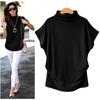 Summer new fashion temperament all-match commuter high-neck short-sleeved t-shirt women